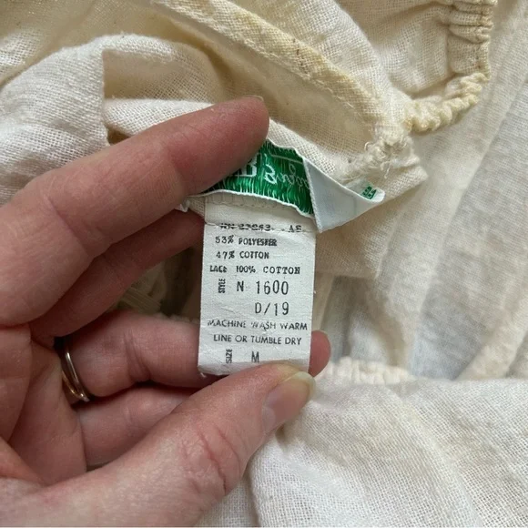 VINTAGE 70s Bohemian Campesina Mexican Wedding Peasant Dress - Picture 9 of 15